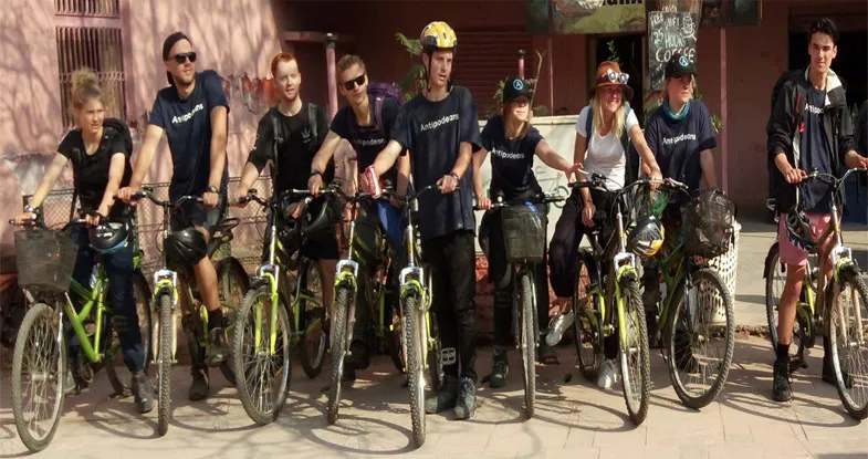 Group of Tourists on Cycle Tour in Udaipur Image
