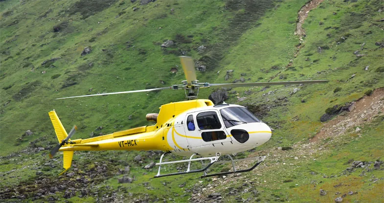 Passengers Landing by Helicopter at Kedarnath Temple